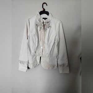 Karen Kane Cream Lace-Trimmed Women's Blazer